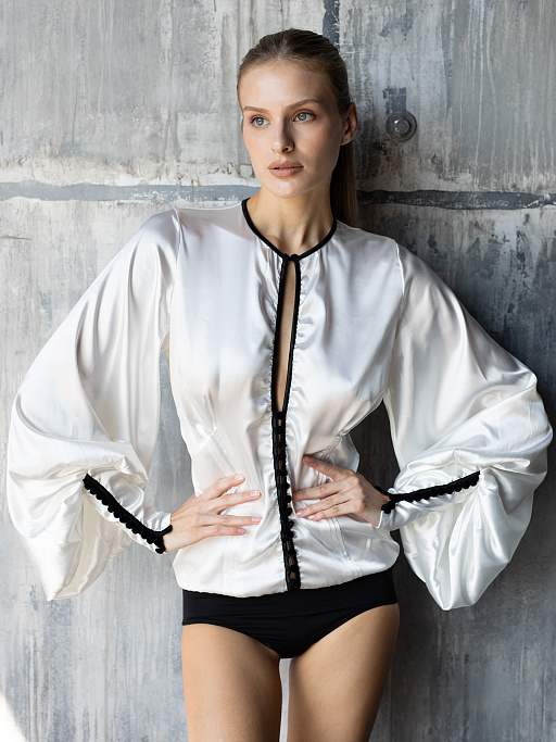 картинка Боди из атласа с бархатными пуговицами L105 от интернет магазина