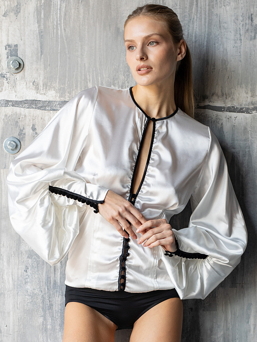 картинка Боди из атласа с бархатными пуговицами L105 от интернет магазина