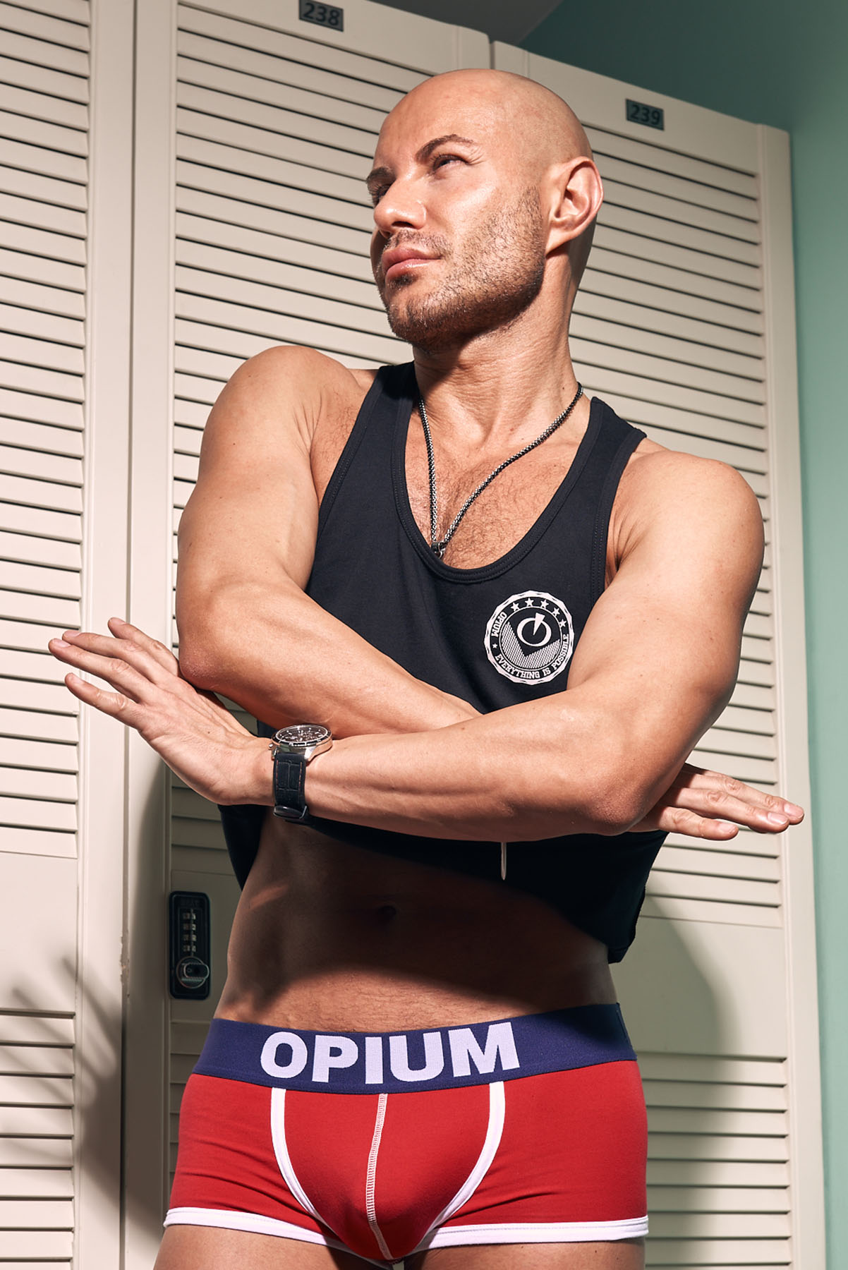 Photoshoot for men's underwear Opium